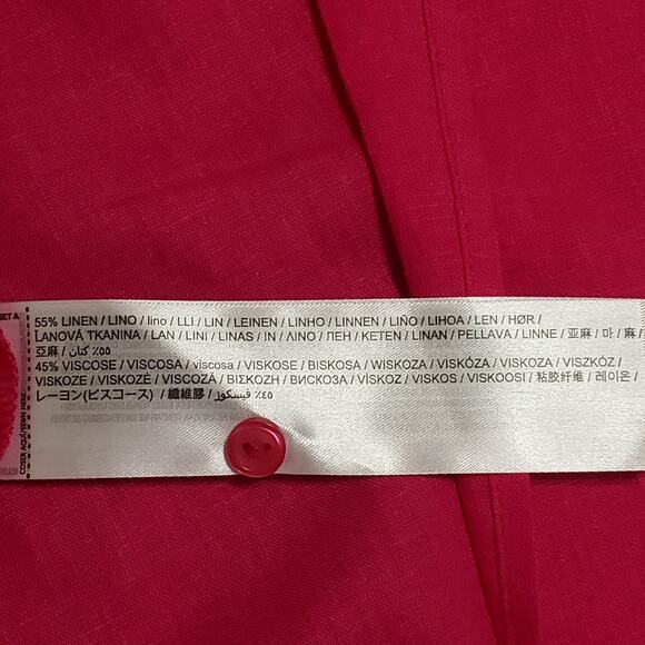 NWT Mango MNG Linen Blend Wrap Maxi Dress Hot Pink Sz 8 Coastal Vacay Casual - Picture 8 of 14